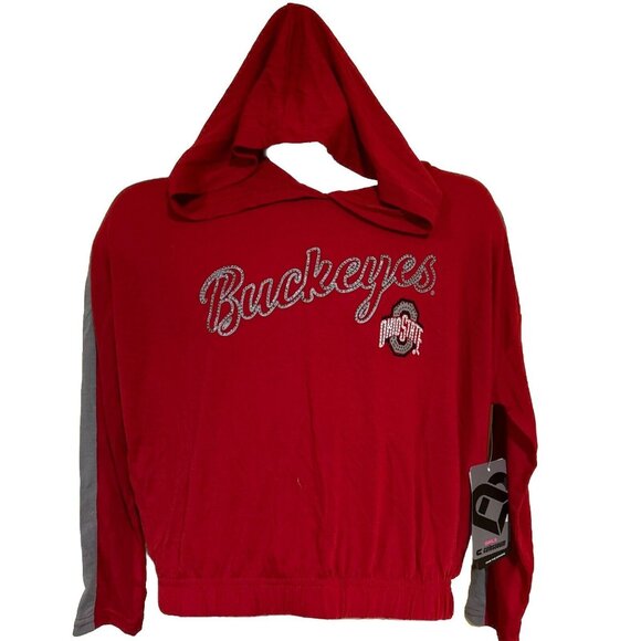 NEW Ohio State OSU Buckeyes Colosseum Red LS Hooded Shirt Girl's M (7-8) - Picture 1 of 7